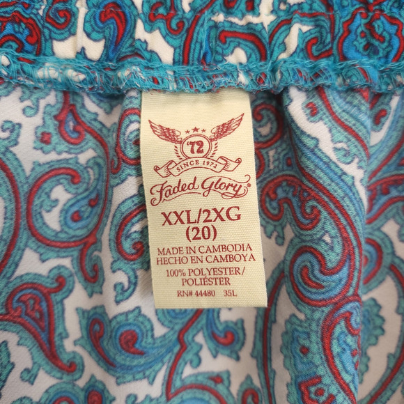 Faded Glory Maxi Skirt Paisley Pull On Women XXL Multicolor Teal Drawstring - Picture 7 of 10